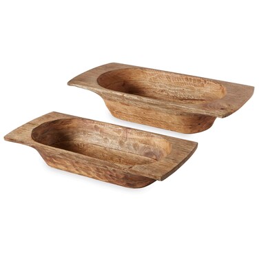 Mud Pie DOUGH BOWL SET Brown small 5 x 20 x 8  large 5 x 24 x 10 12
