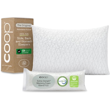 Coop Home Goods Original Adjustable Pillow Queen Size Bed Pillows for Sleeping Cross Cut Memory Foam Pillows  Medium Firm Back Stomach and Side Sleeper Pillow CertiPURUSGREENGUARD Gold