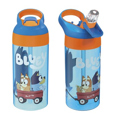 Zak Designs 175 oz Riverside Bluey Kids Water Bottle with Straw and Built in Carrying Loop Made of Durable Plastic LeakProof Design for Travel 2PK Set
