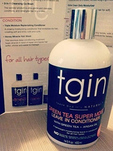 tgin Green Tea Super Moist Leave in Conditioner For Natural Hair Argan oil White Green Tea Shea butter 13 Fl Oz