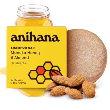 ANIHANA Shampoo Bar for Regular Normal Hair Clean Purifying Natural Healthy Look and Shine Paraben Free Manuka Honey and Almond 229 oz