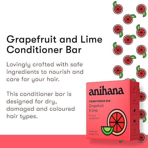 ANIHANA Conditioner Bar for Dry Damaged Safe For Color Treated Hair Moisturizing Hydrating Healthy Looking Hair Paraben Free Grapefruit and Lime 21 oz