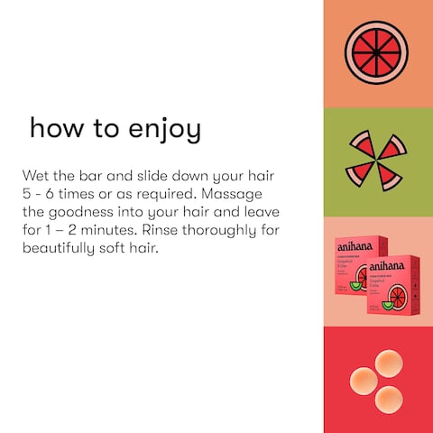 ANIHANA Conditioner Bar for Dry Damaged Safe For Color Treated Hair Moisturizing Hydrating Healthy Looking Hair Paraben Free Grapefruit and Lime 21 oz
