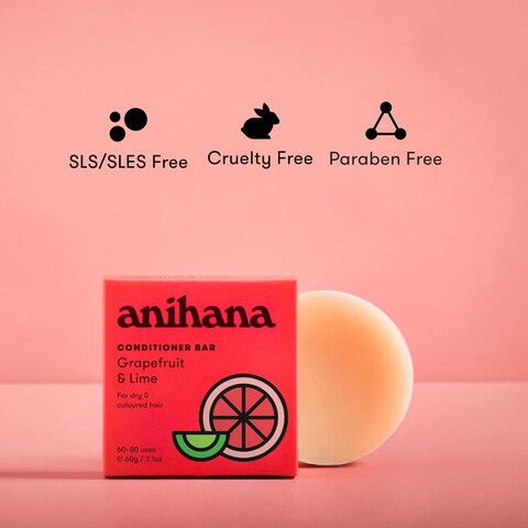 ANIHANA Conditioner Bar for Dry Damaged Safe For Color Treated Hair Moisturizing Hydrating Healthy Looking Hair Paraben Free Grapefruit and Lime 21 oz