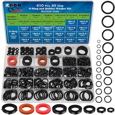 ZDBB 7 Size Water Hose Gasket and 20 Size O Ring Rubber Washer Assortment Kit 610 Pcs Nitrile Washers Set for Plumbing Faucet Pipe Hose Shower Head Pressure Washer Sealing Repair OD 931MM