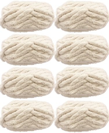 Chunky Chenille Yarn Beige 8 Pack 220 Yards 4lb for Blanket Super Soft Fluffy Polyester Jumbo Thick Crochet Weave Hand Knitting Yarn 63oz for Home Dcor Projects