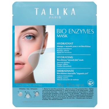 Talika Bio Enzymes Hydrating Mask  Moisturizing  Soothing Face Mask  Biocellulose Instant Glow Mask  Second Skin Effect Beauty Sheet Mask  20g