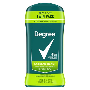 Degree Men Original Protection Antiperspirant Deodorant Extreme Blast Twin Pack 48Hour Sweat and Odor Protection Antiperspirant For Men 27 oz