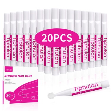 TIPHULAN 20Pcs 40ml Professional Nail Glue for Nail Tips Acrylic Nails Press On Nails  Large Capacity Super Strong QuickDrying  LongLasting Easy to Open