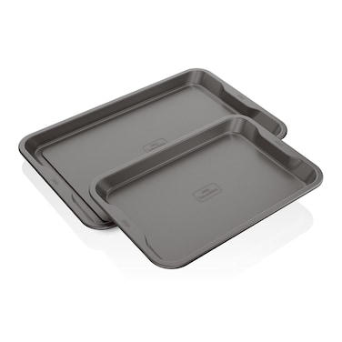 Ninja B32002 Foodi NeverStick Premium 2Piece Baking Sheet Set Nonstick Oven Safe up to 500F with 9 x 13 inch Sheet  11 x 17 inch Sheet Dishwasher Safe Grey
