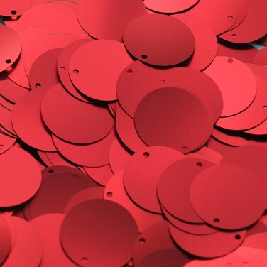 30mm Sequins Red Matte Metallic Medium Top Hole Made in USA