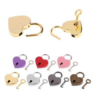CHDHALTD Mini Heart Lock Vintage Mini Padlock Key Lock Heart Shape Padlock for Jewelry BoxStorage BoxDiaryLuggage HandbagGift