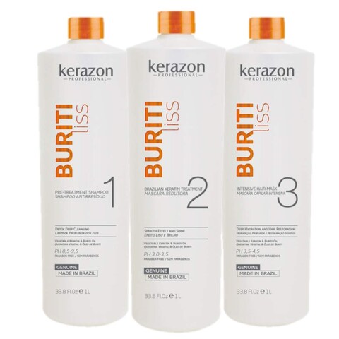 Brazilian Keratin Treatment 34floz1L Tratamiento de Keratina Brasilera Importada KIT w pumps Buriti Liss by KERAZON