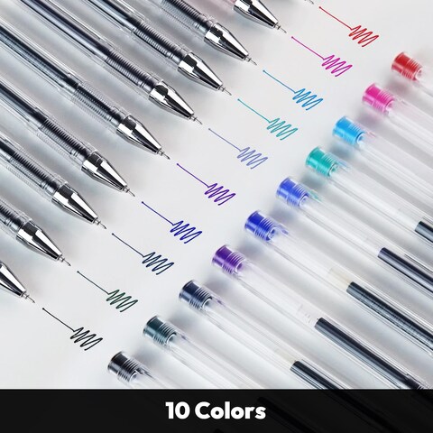 DongA Ultra Fine Point 03mm Ink pen Assorted 10 Colors Gel Pens Thin line and Smooth touches Gel Ink Rolling ball pens Multicolor 10 Count Pack of 1