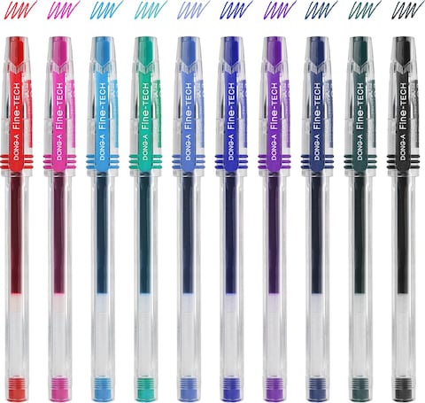 DongA Ultra Fine Point 03mm Ink pen Assorted 10 Colors Gel Pens Thin line and Smooth touches Gel Ink Rolling ball pens Multicolor 10 Count Pack of 1