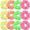 IVARYSS Neon Scrunchies for Hair 80s Premium Velvet Soft Hair Scrunchy Solid Colors Thick Elastic Bands Hair Accessories for Women and Girls 12 Pack