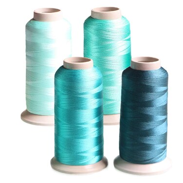 Set of 4 Embroidery Thread Light Cyan Turquoise Teal Polyester Huge Spool 3608 Yards 3300M Each for Home Embroidery and Sewing Machines  ACRAFT
