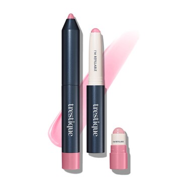 trestique Prime And Shine Lip Crayon Refillable Shiny Lipstick With Builtin Lip Primer Clean Beauty Makeup Lipstick Lipstick For Women 2in1 Glossy Lipstick and Lip Primer