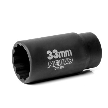 NEIKO 02524A 33mm Socket  12 Drive Deep Impact Socket  Spindle  Axle Nut Socket  12 Point Chrome Molybdenum CrMo Deep Well Hub  Triple Square  Axle Shaft Nut Remover