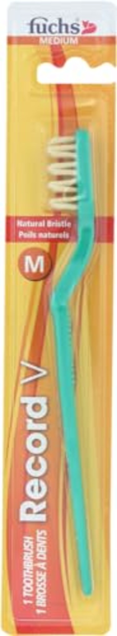 Fuchs Pure Natural Bristle Record V Adult Medium Toothbrush 1 ct 5 Pack