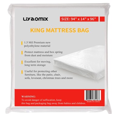 Liyaomix KingCalifornia King Mattress Storage Bag 15 Mil 94 x 96 Clear Plastic Mattress Disposal Bag Cover