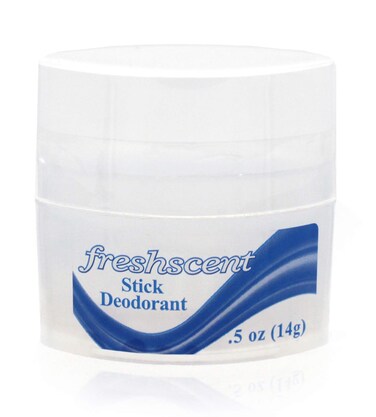 144 Pack Freshscent 05 oz Stick Deodorant Travel Size Alcohol Free light fragrance bulk packed and perfect for donations