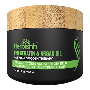 Herbishh Argan Hair MaskDeep Conditioning  Hydration For Healthier Looking Hair for very Dry Weak Stressed Out Hair No Sulphates No Parabens 150gm