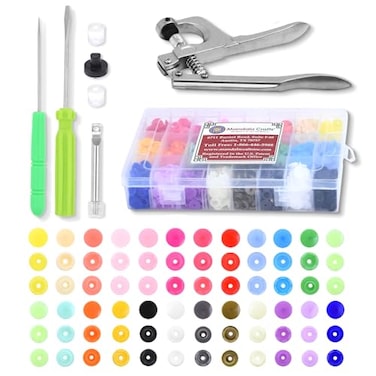 Plastic Snaps with Snap Button Pliers and Storage Box  All in One Fasteners Kit for Snap Press on Fabric  T5 NoSew Snap Buttons with Tools by Mandala Crafts