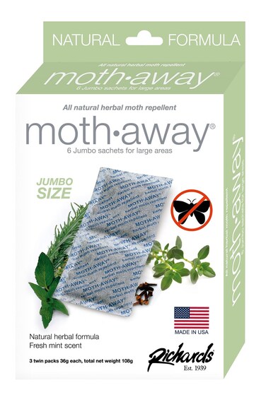Richards Homewares Moth Away Herbal Non Toxic Natural Repellent 18Jumbo Sachets 11 Ounce