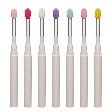 LORMAY 7pcs Silicone Makeup Brushes with Caps Perfect tools for applying cream or liquid Lip Mask and Eyeshadow White