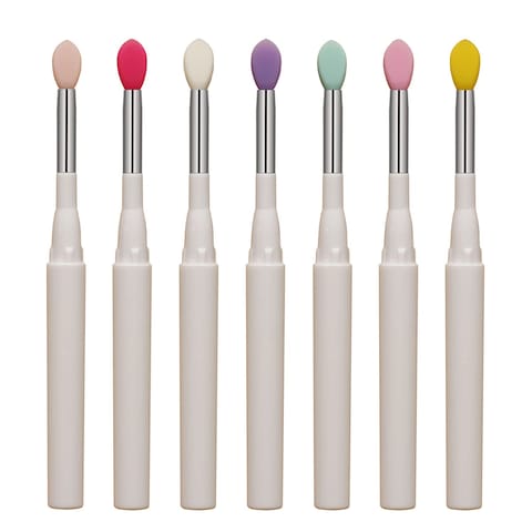 LORMAY 7pcs Silicone Makeup Brushes with Caps Perfect tools for applying cream or liquid Lip Mask and Eyeshadow White