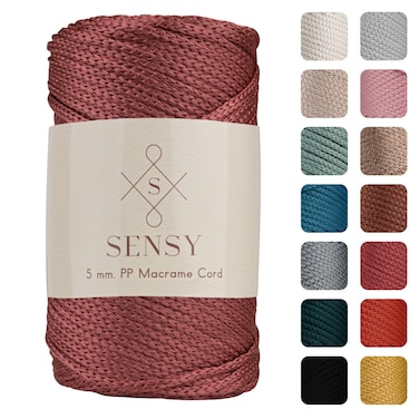 Sensy Premium 5mm 104 Yards Polyester Rope 100 Polypropylene Cord Macrame Cord 5mm Crochet Bag Cord Macrame Rope Crochet Thread Gift for Knitter Dusty Rose