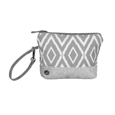 Blaze Upcycled Canvas  Leather Wristlet Pouch Bag S1330