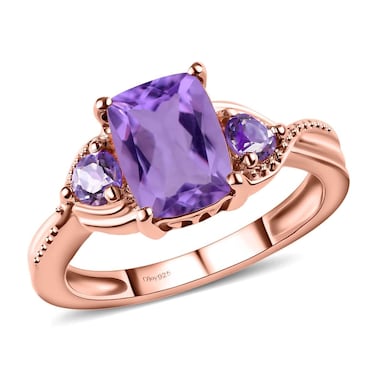 Shop LC Purple Amethyst Promise Engagement Rings for Women 14K Rose Gold Plated 925 Sterling Silver Bride Birthday Gifts