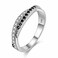 Uloveido Twisted Cross X Silver Plated CZ Crystal Eternity Rings Black and White Wedding Band Y022