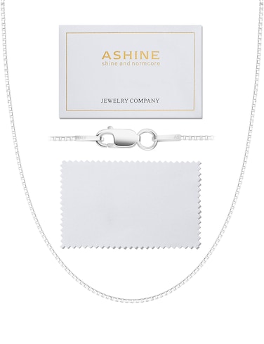 925 Sterling Silver 1mm  08 Italian Box Chain Necklace 16  30 with Silver Polishing Cloth