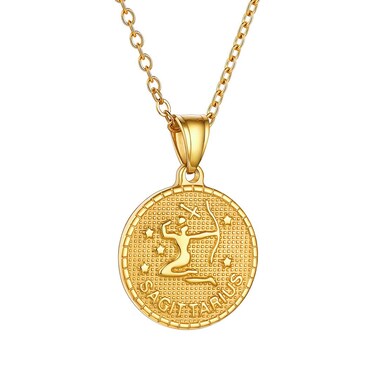 GOLDCHIC JEWELRY Gold Zodiac Coin Necklace for Women Men Constellation Horoscope Astrology Pendant Necklaces Lucky Jewelry