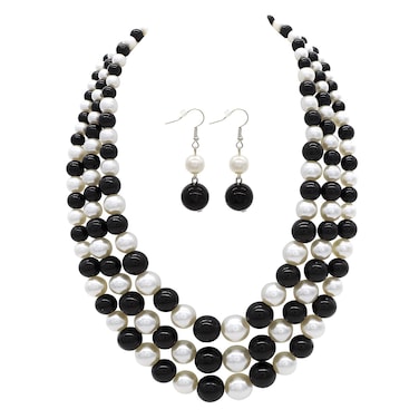 Womens Chunky Pearl Bib Necklace Bridal Necklace Wedding Pearls White Pearl and Crystal Cluster Necklace