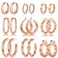 9 Pairs Gold Hoop Earrings for Women 925 Sterling Silver Post 14K Real Gold Plated Chunky Hoop Earrings Set for Women Hypoallergenic Thick Lightweight Hoop Earrings for Women Gold Jewelry