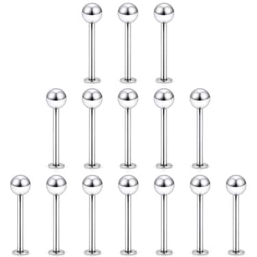 Dyknasz 1530PCS 16G Surgical Steel Labret Studs Monroe Lip Rings Cartilage Tragus Nail Conch Helix Earring Barbell for Women Men Piercing Jewelry 5 Colors 612mm