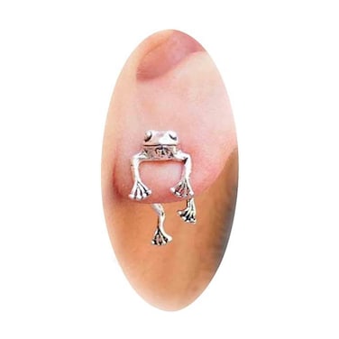 Punk Frog Ear Jacket Earrings Silver Frog Dangle Earrings Minimalist Earrings Petite Animal Earrings Jewelry for Women and Girls Gifts