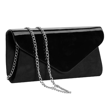 WALLYNS Patent Leather Clutch Classic Purse Evening Bag Handbag With Flannelette
