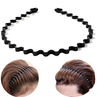 Metal Hair bandMultifunctional Unisex Wavy Black Metal Hairbands for Men  Women Fashion Spring Hair Hoop band Yoga Headband sports hair band Multipurpose Lightweight Stretchable Headwear