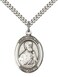 F A Dumont Sterling Silver St Thomas the Apostle Pendant with 24 Stainless Steel Heavy Curb Chain Patron Saint of ArchitectsBlind People