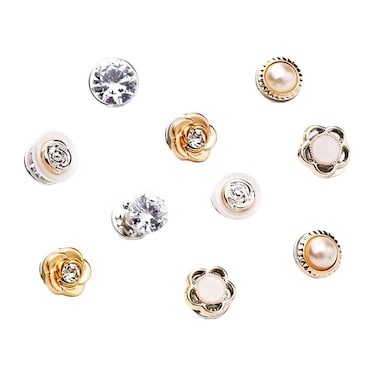 Joyci 10Pack Women Shirt Brooch Buttons Lapel Pins Novelty Suit Vest Safety Buckle Metal Tie Tacks Pin Back Clutch