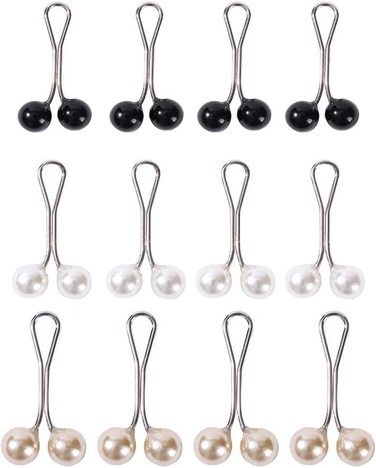 Htppzjr 12pcs Multicolor Headscarf Pearl Pins Clips U Shape Hijab Scarf Lady Muslim Scarf Shawl Clips Scarf Brooches Pin Jewelry AccessoriesBlackWhiteGold