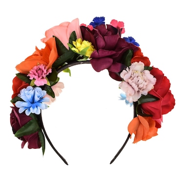DreamLily Frida Kahlo Mexican Flower Crown Headband Party Costume Dia de Los Muertos Day of The Dead Headpiece NC12