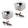 Ltvystore Luxury Black Crystal White Rhinestones Heart Cufflinks for Women Men Shirt Jewelry Trendy Geometric Cuff Links Buttons with Box