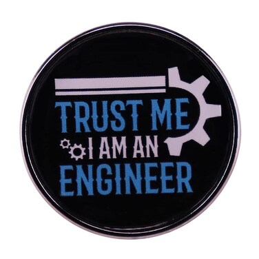 QUREZA TRUST ME I AM AN ENGINEER Brooch Round Mens Professional Badge Tie Cute Brooch Badge Hard Enamel Pin Mens Jewelry Gift for Jacket Denim Metal no gemstone