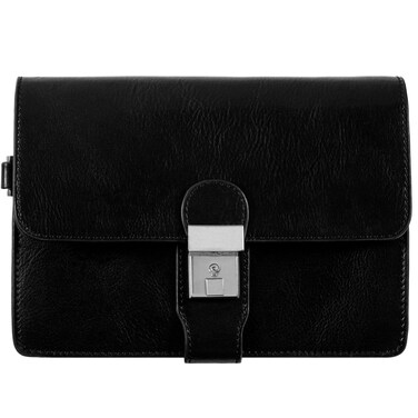 Time Resistance Leather Clutch for Men  Organizer Bag for Men  Wrist Bag  Briefcase Handmade in Italy  Handbag for Men